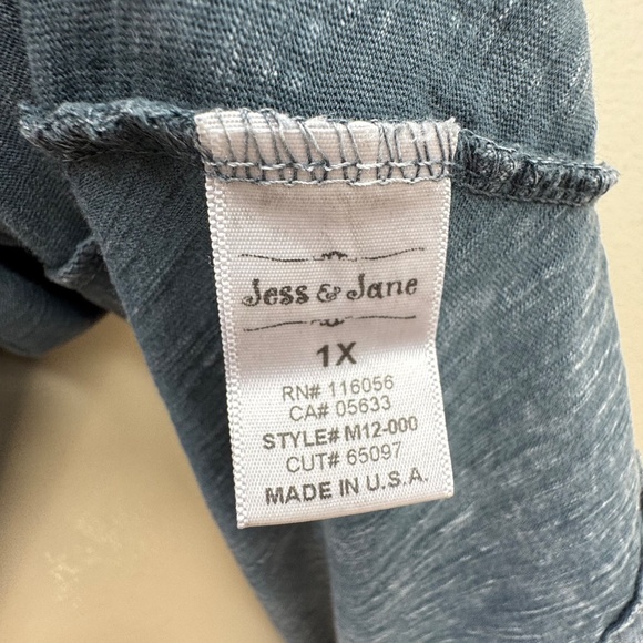 Jess & Jane Womens Opera Charcoal Mineral Wash Tunic Cotton Top Plus 1x 20 22W - Picture 10 of 13